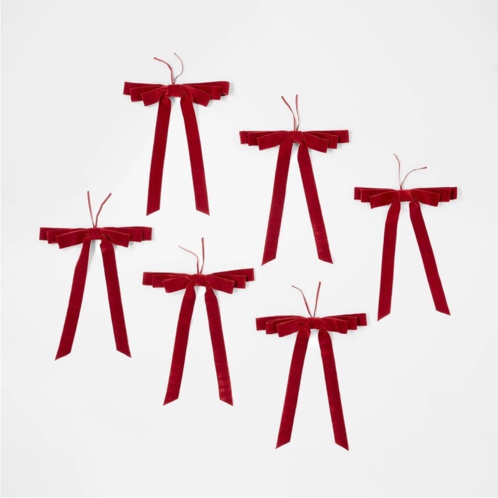 Set of 6 Oversized Velvet Christmas Bows -Threshold designed with Studio McGee